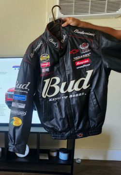 NASCAR Dale Earnhardt budweiser black leather jacket