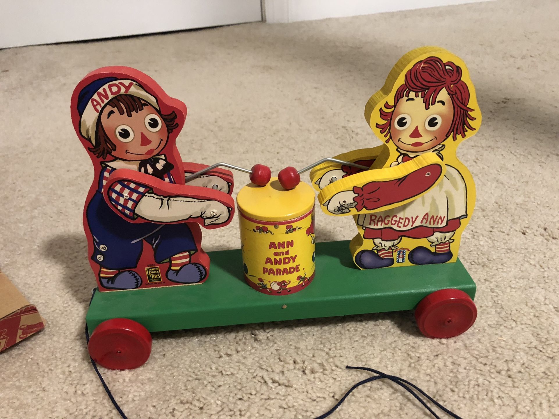 Raggedly Ann and Andy Fisher Price Vintage Limiter Edition Pull Toy New In Box