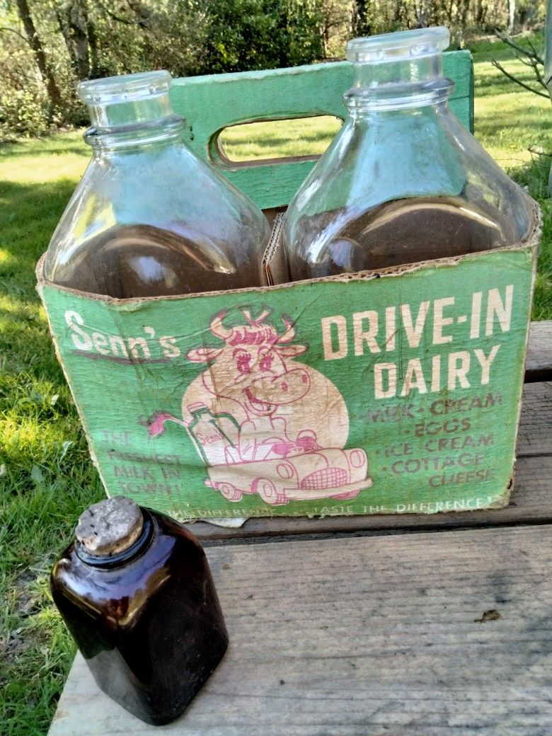 Vintage Milk Bottles.4 Total.