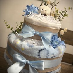 New Baby Boy Diaper Cake Blue Baby Shower Gift 