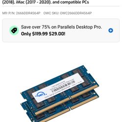 64GB OWC Memory Upgrade Kit(2 x 32GB PC21300 DDR4 2666MHz SO-DIMMs)