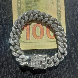 8 Inch White Gold Filled Miami Cuban Iced Bracelet 
