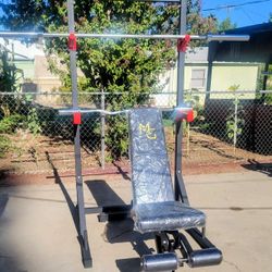 Olympic Barbell +Curl Bar +Squat Rack +Adjustable Max Gravity Bench NEW 
