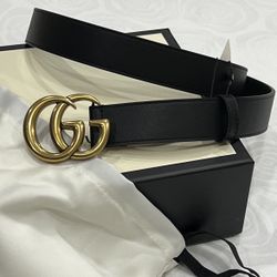 Skinny 1 Inch Gucci Black Leather Belt