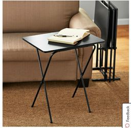 New assembled set of 4 tray table with stand see pictures for dimensions