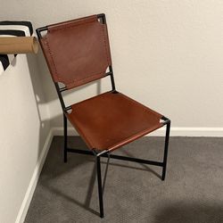 Crate and Barrel Modern Industrial Leather Accent Chair
