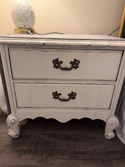Two matching refinished French provencial side tables