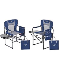 SUNNYFEEL Oversized Camping Directors Chair 2 Pack, Portable Folding Lawn Chairs for Adults Heavy Duty with Side Table,Pocket for Beach, Fishing,Picni