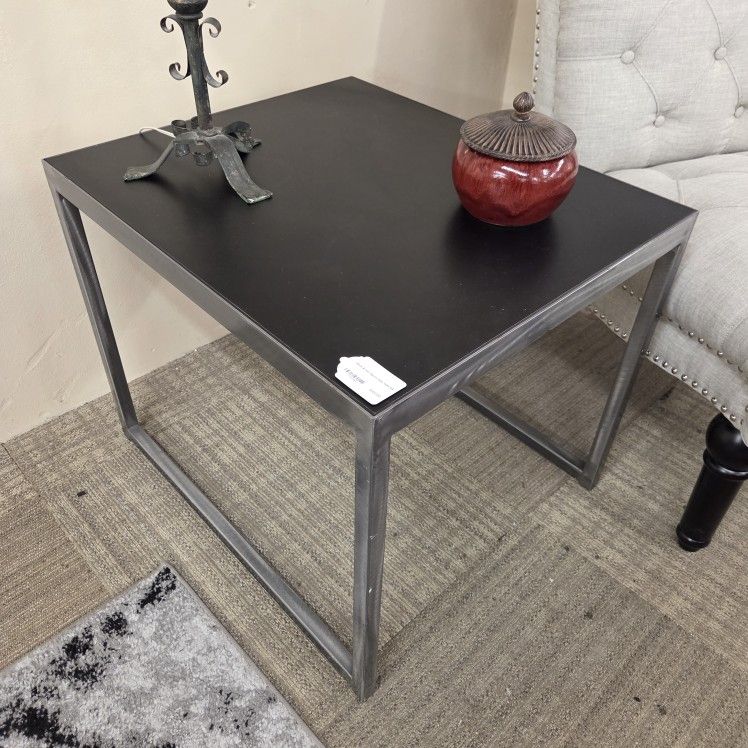 Black & Iron Square Side Table