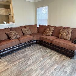 Top Barnhardt Real Leather Sofa Sectional  Top grain leath