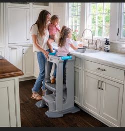 Kids adjustable step stool and activity tower