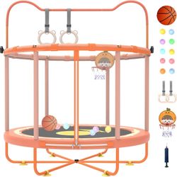 5ft Trampoline for Kids,Toddler Trampoline,Mini Trampoline for Kids,Indoor Trampoline for Kids, Kids Trampoline Indoor with Adjustable T-Handrail,Indo