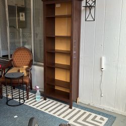 Tall Brown Bookcase 75”H X 25.5” W X 12”D