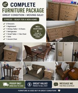 Complete Furniture Package – 8 Pieces – Great Condition – Moving Sale!