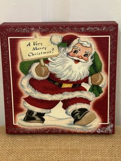 Reduced ~Vintage Retro Jolly Santa Wall or Table Decor