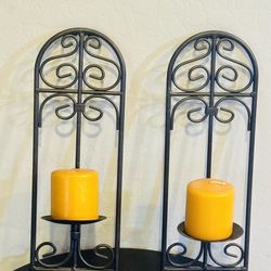 Wrought Iron Wall Candle Holders With Candles
