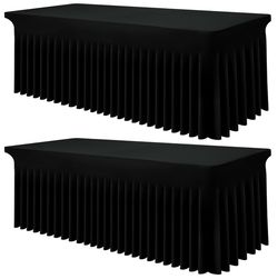 Smiry Spandex Tablecloth 2 Pack, Elastic Fitted Stretch Tablecloth For 6FT Rectangle Tables, Waterproof Washable Table Cover Skirt For Outdoor, Weddin