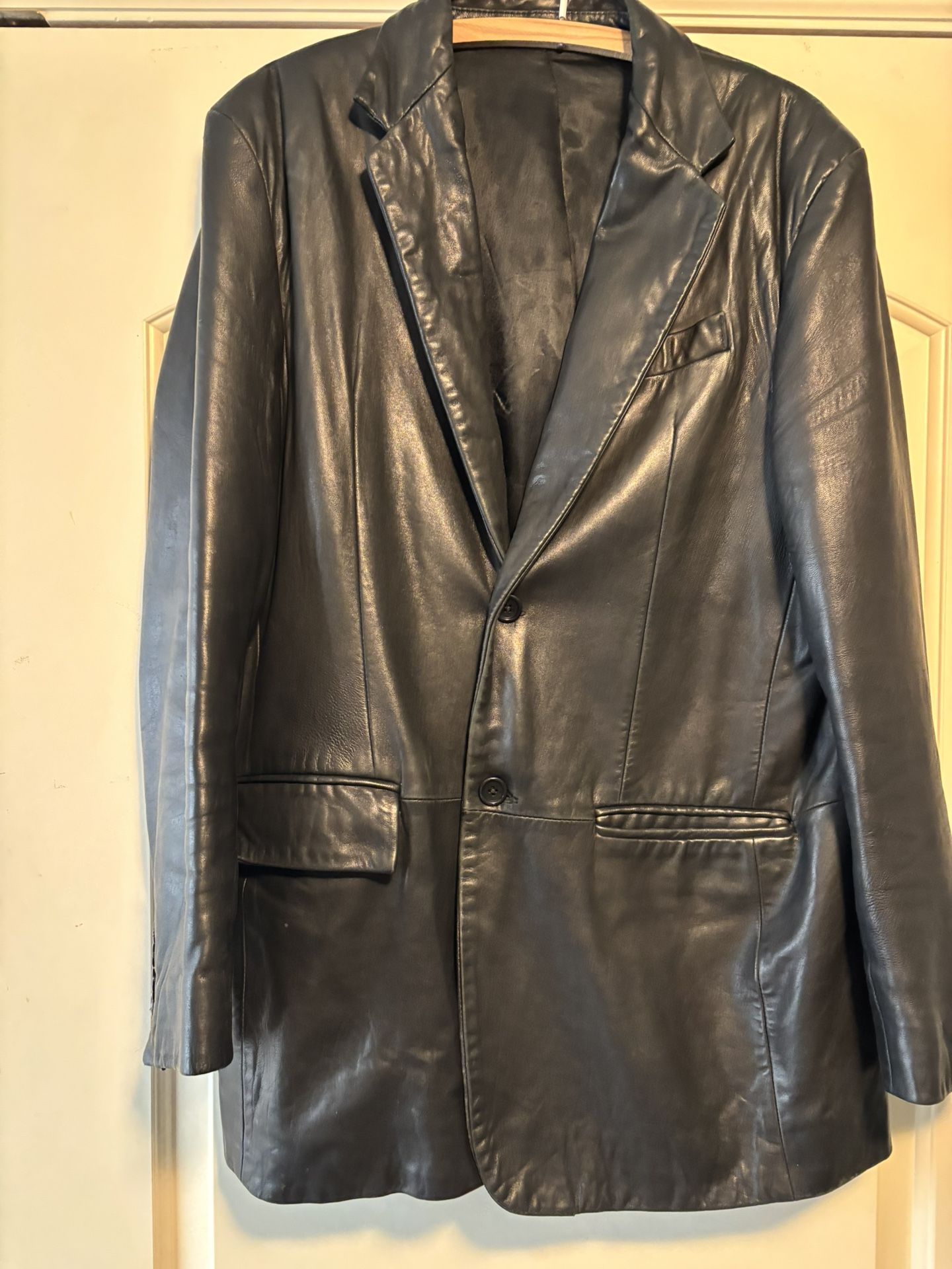 Mens Black Leather Sports Coat Jacket