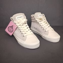 STRAYE Venice Stomper High Top  Cream Suede Sneakers - Size Men's 6/ Women's 7.5