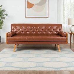"Bel-Air 72.2"" Mid Century Modern Tufted 3 Seater Sofa with Bolster Pillows"