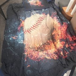Baseball Theme Bedding And Sign 