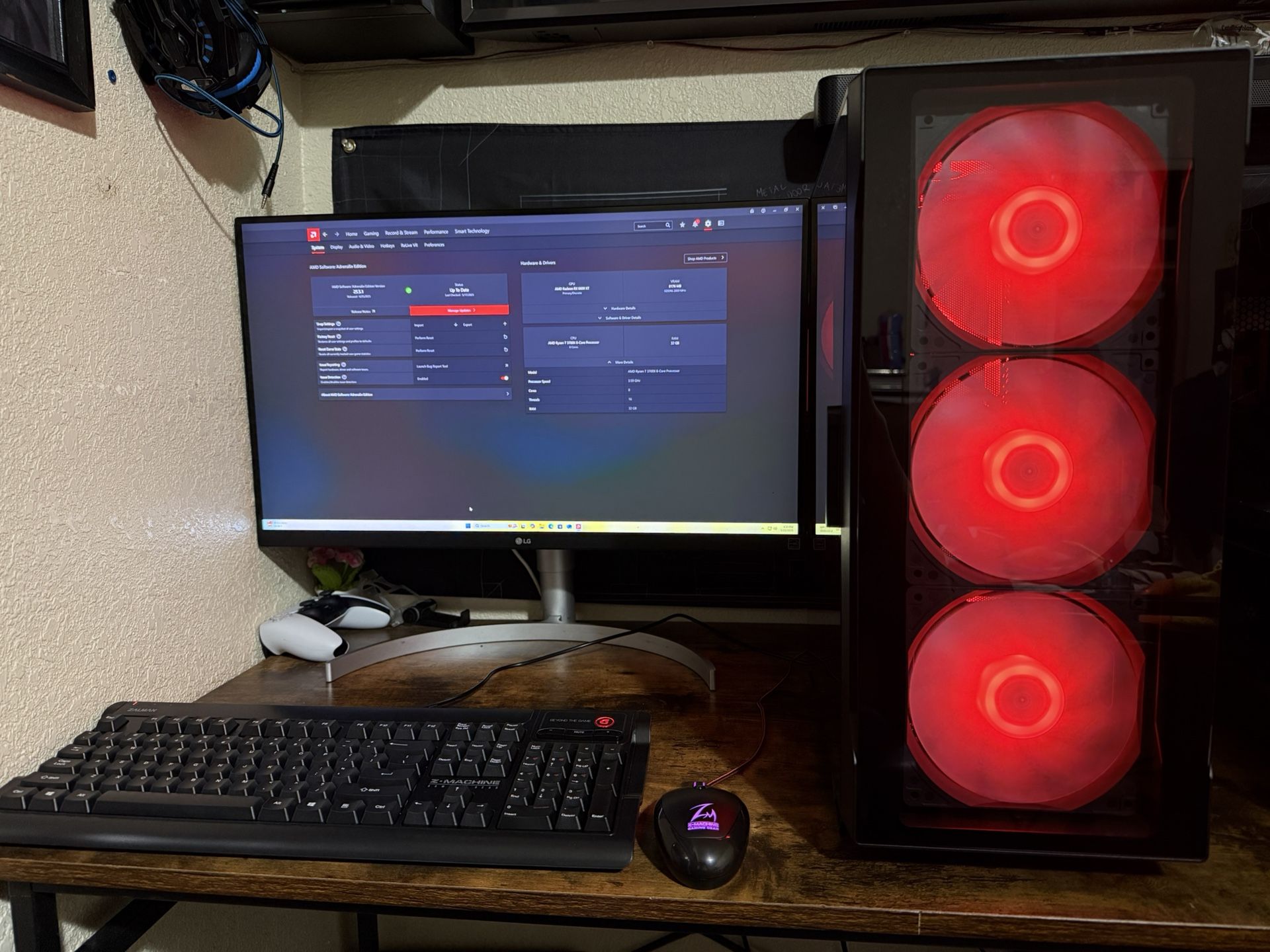 Gaming PC Computer Windows 11 WiFi Ryzen 7 3700x 6600xt 8gb 32gb DDR4 Ram 1tb SSD m.2 Zalman Neo i3 TG
