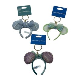 3 Tokyo Disney Little Mermaid Cinderella Tinkerbell Mini Ears Headband Keychains