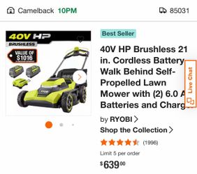 Ryobi 40V HP Brushless 21 in. Cordless Battery Lawn Mower