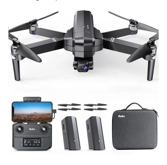 NEW! RETAIL $400 Ruko F11GIM2 Drones with Camera for Adults 4K, 64Mins Flight Time, Gimbal & EIS 4K Camera, 16404ft Digital video Transmission 2 Batte