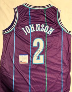 Larry Johnson Autographed Hornets Jersey - PSA Certified