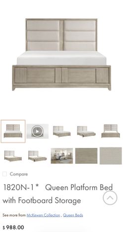 Queen Platform Bed with Footboard Storage