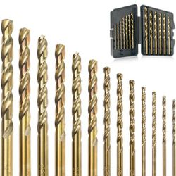 13Pcs Cobalt Drill Bits Set, M35 HSS 135 Degree Tip, Twist Jobber Length Drill Bit Kit for Hardened Metal, Cast Iron, Stainless Steel