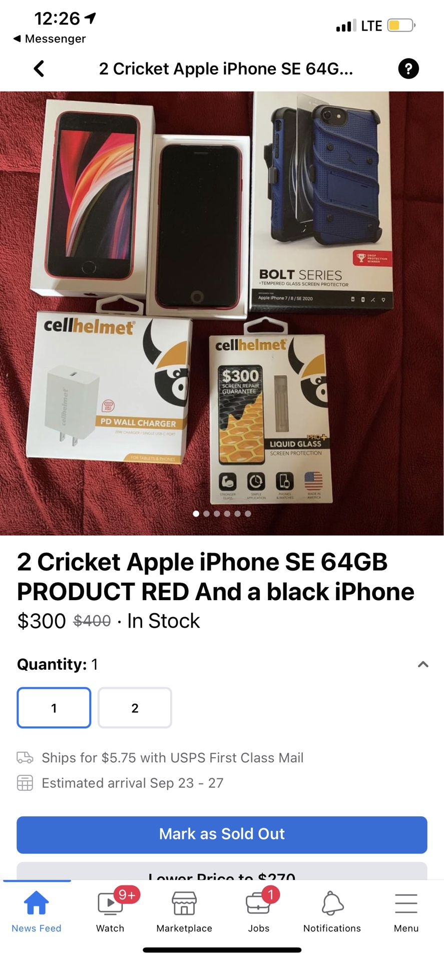 2 iPhone SE Cricket Wireless $350 Each Black And Red Color 