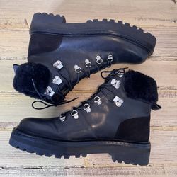 Black Suede Estudio / Dakota Calfskin Shearling Hiker Boots