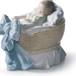 LLADRO Baby Figure A New Treasure Boy in Glossy Porcelain. Decorative Figure of a Sleeping Child in his Crib. Brand new in box sealed At Amazon $257 w