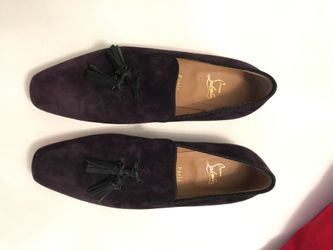 Christian Louboutin mens loafers purple w black tassel with studs for