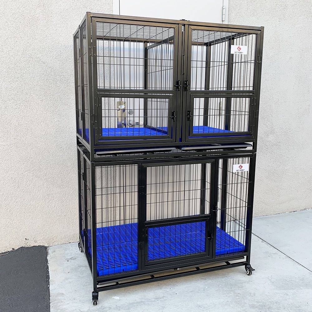 Brand New $400 Set of (2) Stackable Heavy-Duty Dog Cage 43x30x65 inches 