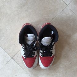 Nike Air Jordan Ones Red And White Size 7Y