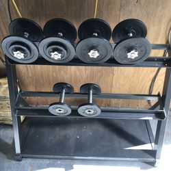 DUMBBELLS RACK AND DUMBBELLS