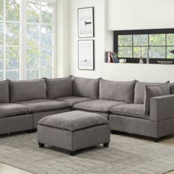 6 Pc Modular Sectional&ottoman 