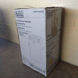 PORTABLE AC, BLACK + DECKER BPATC14HWT. HEATHER, AC, DEHUMIDIFIER. COOLER: 14,000 BTU. HEATHER: 11,000 BTU. 

BRAND NEW. NEVER USED

