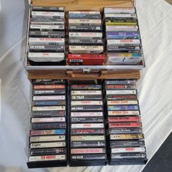 65 Cassette Tapes in Cases Rock