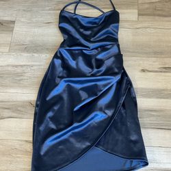 Windsor Small Satin Denim Blue Hoco Dress 