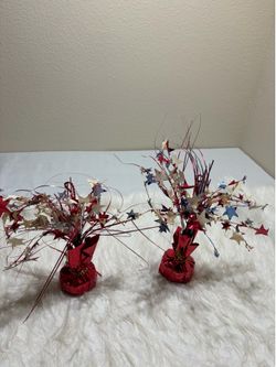 2 Ballon Weights, 4th of July Red, Silver & Blue Star Table Decor