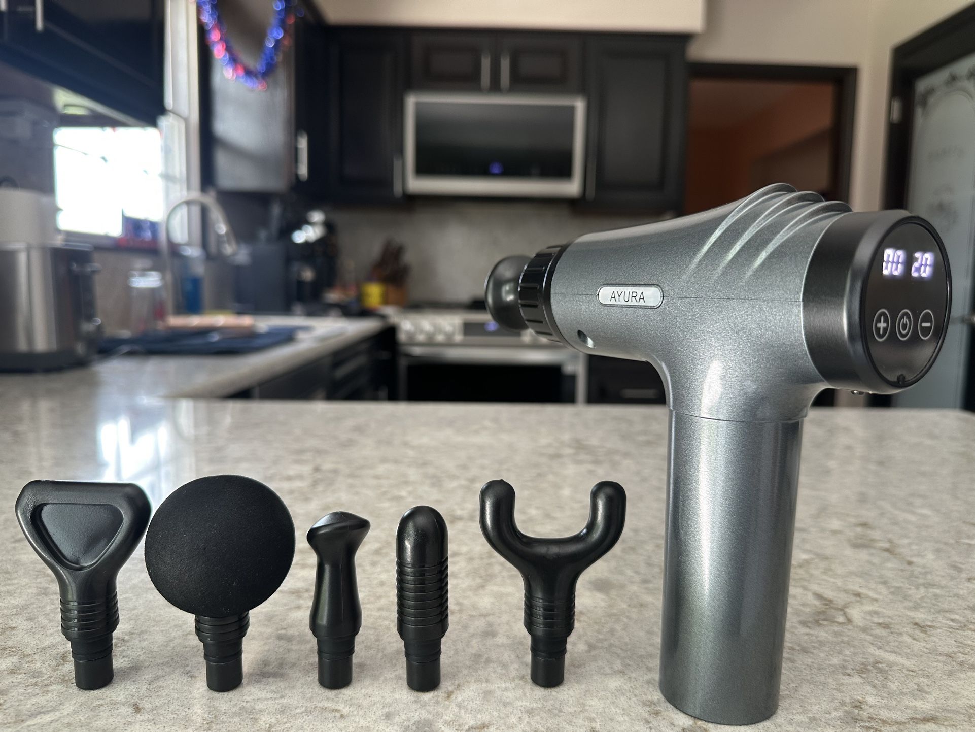 AYURA Deep Tissue Massage Gun - 30 Speeds & 6 Heads | New, $30 (Retail $40)