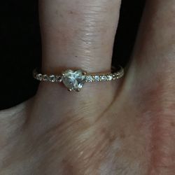 18k solid gold Moissanite heart ring with topaz accents engagement ring