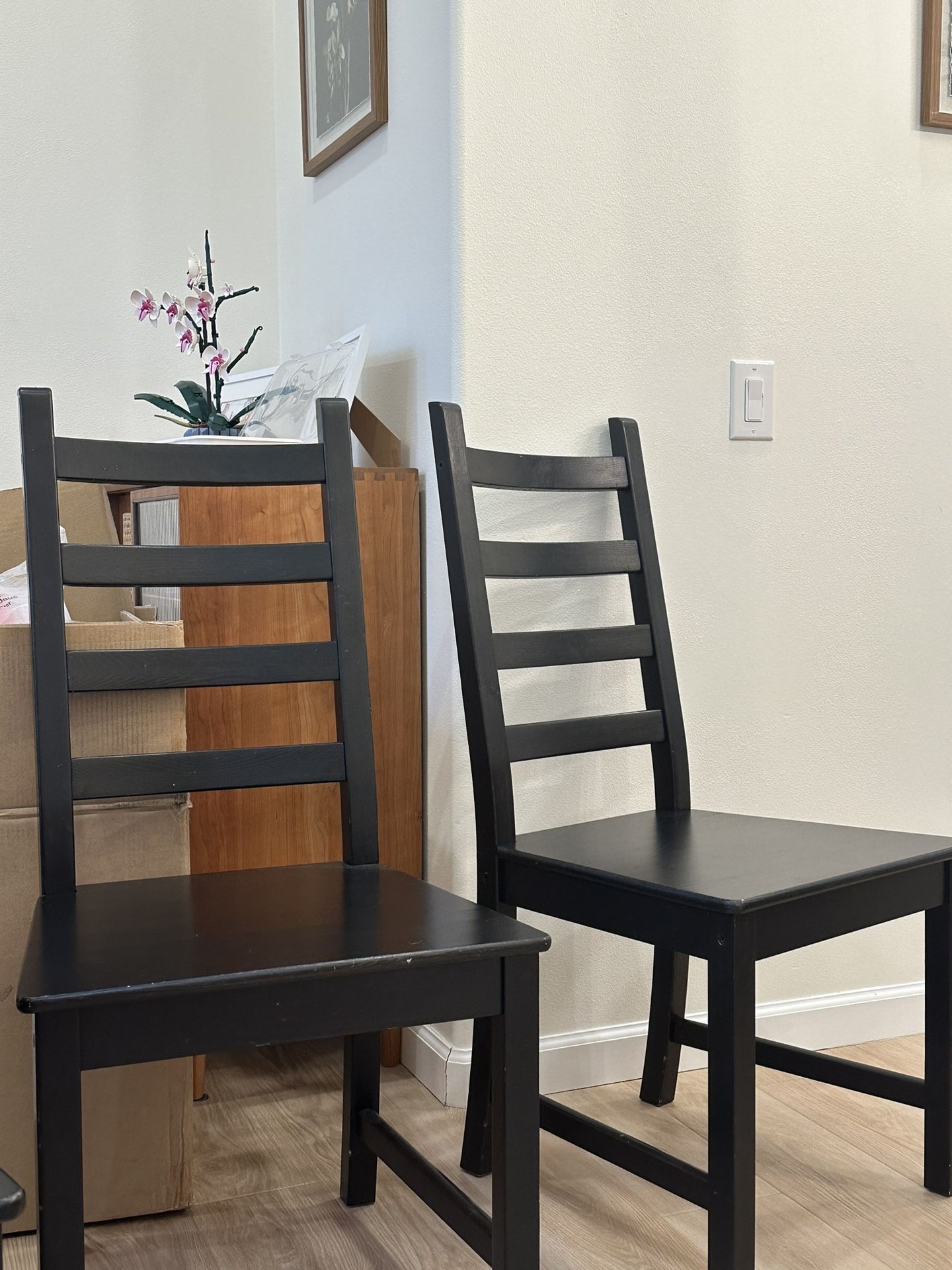 IKEA Black Wood Chairs 