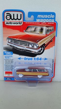 (Chase: Ultra Red) Auto World Muscle Wagons 1964 Ford Country Squire 1:64 Scale