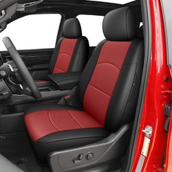 Seat Covers for Ram 2500: 2019 2020 2021 2022 2023 2024 2025 2026 Custom Fit Car Seat Covers Truck Full Set (BlackRed)