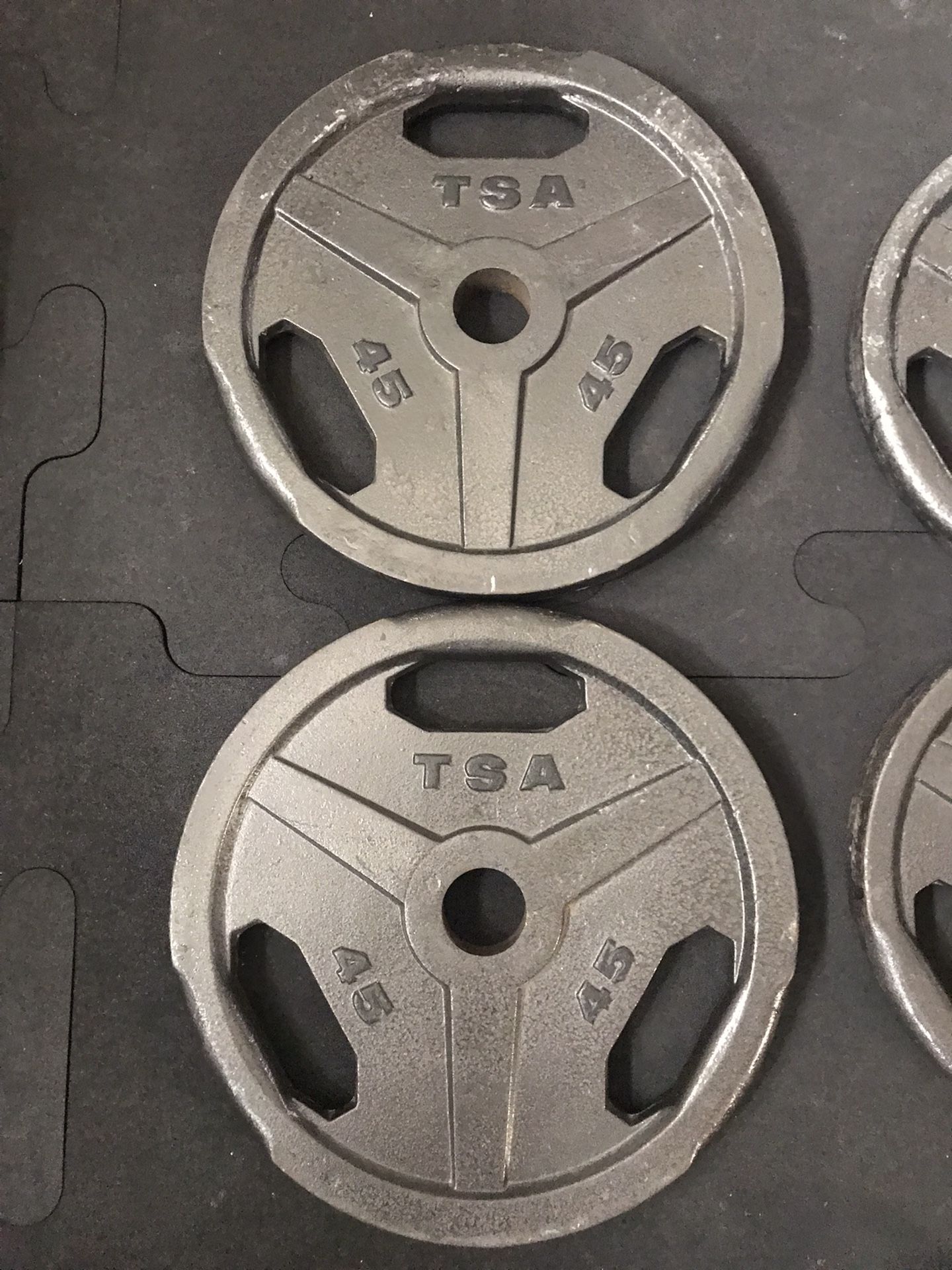 TSA Olympic Weight Plates (2x45Lbs) for 80 Firm on Price! for Sale in